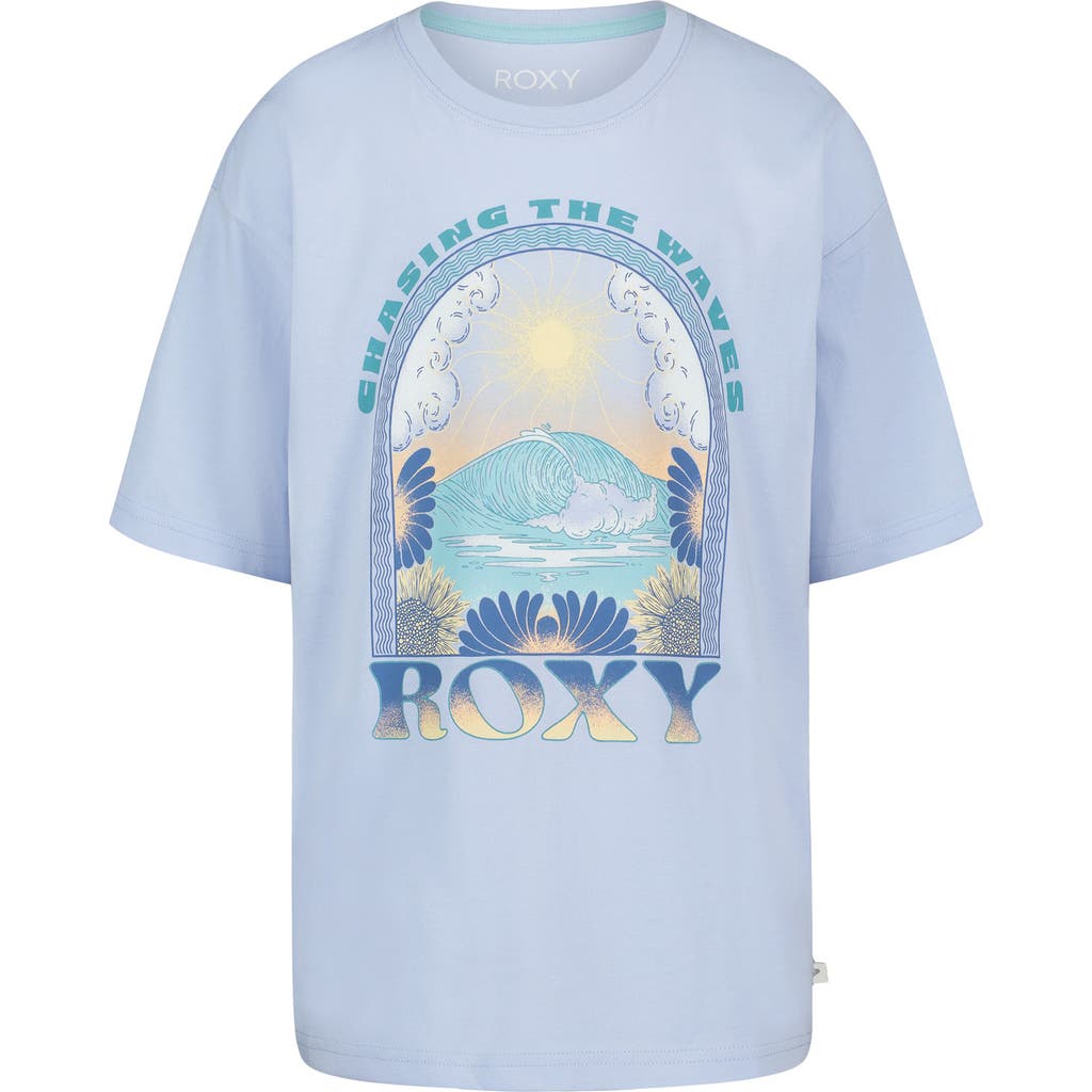 Roxy Kids' Chasing Waves Oversize Graphic T-shirt In Blue