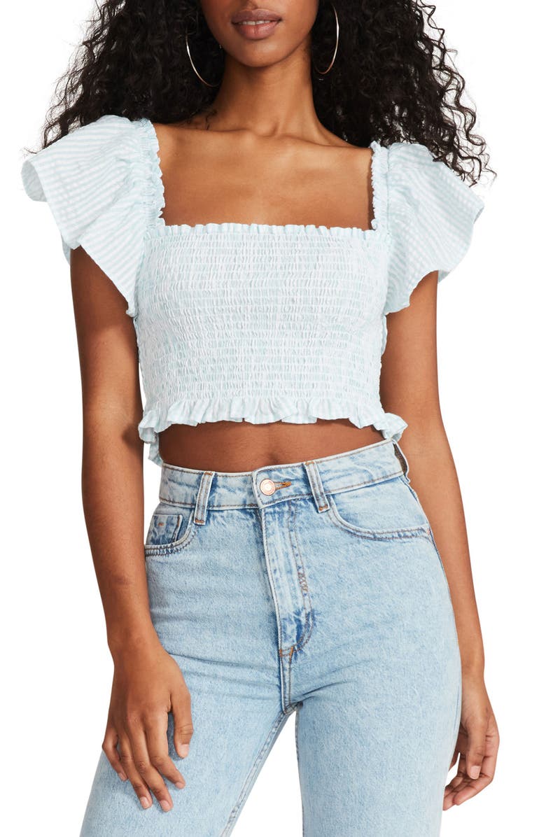 BB Dakota by Steve Madden Sucker For You Smocked Crop Top, Main, color, 