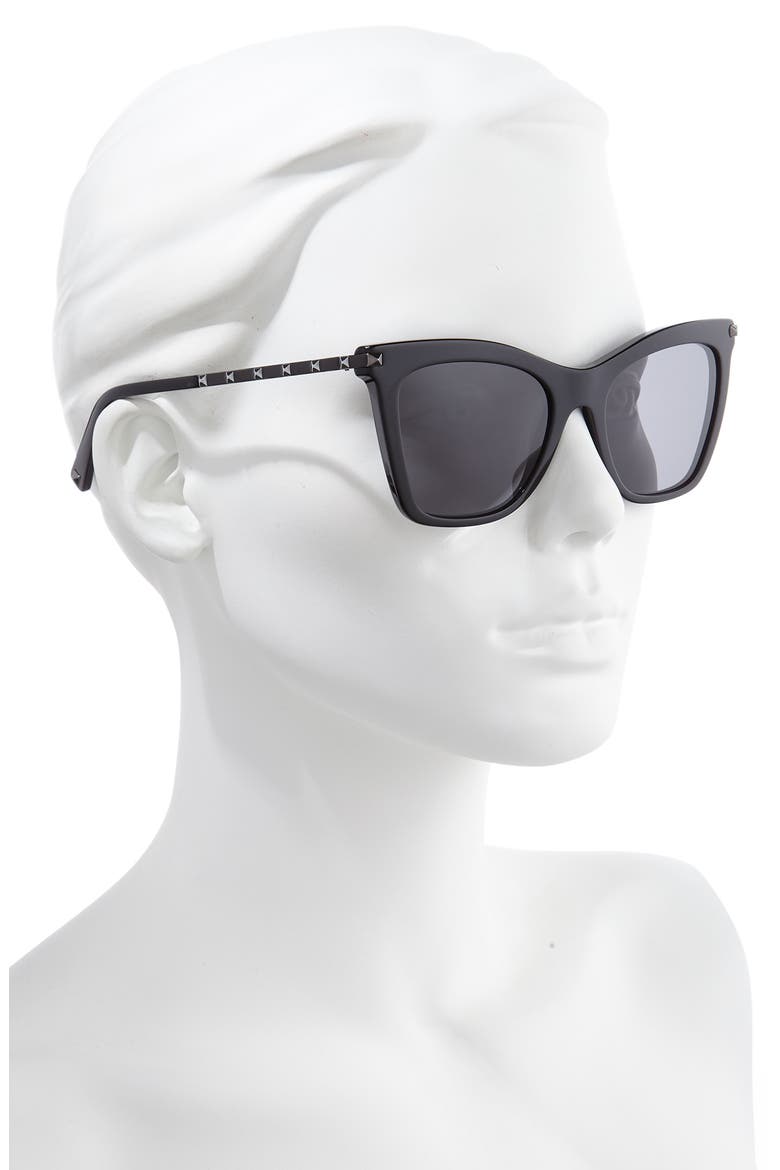 54mm Polarized Cat Eye Sunglasses, Alternate, color, BLACK/ SMOKE SOLID