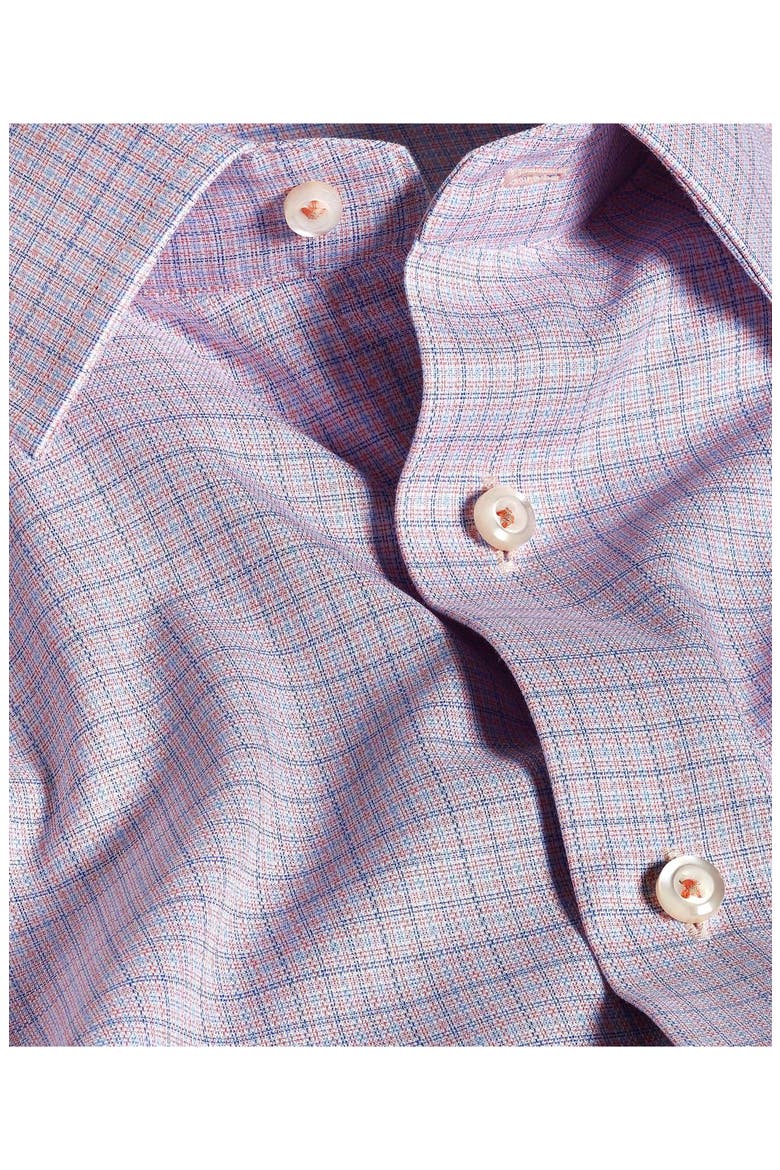 Regular Fit Micro Dobby Check Shirt, Alternate, color, BLUE/ MELON