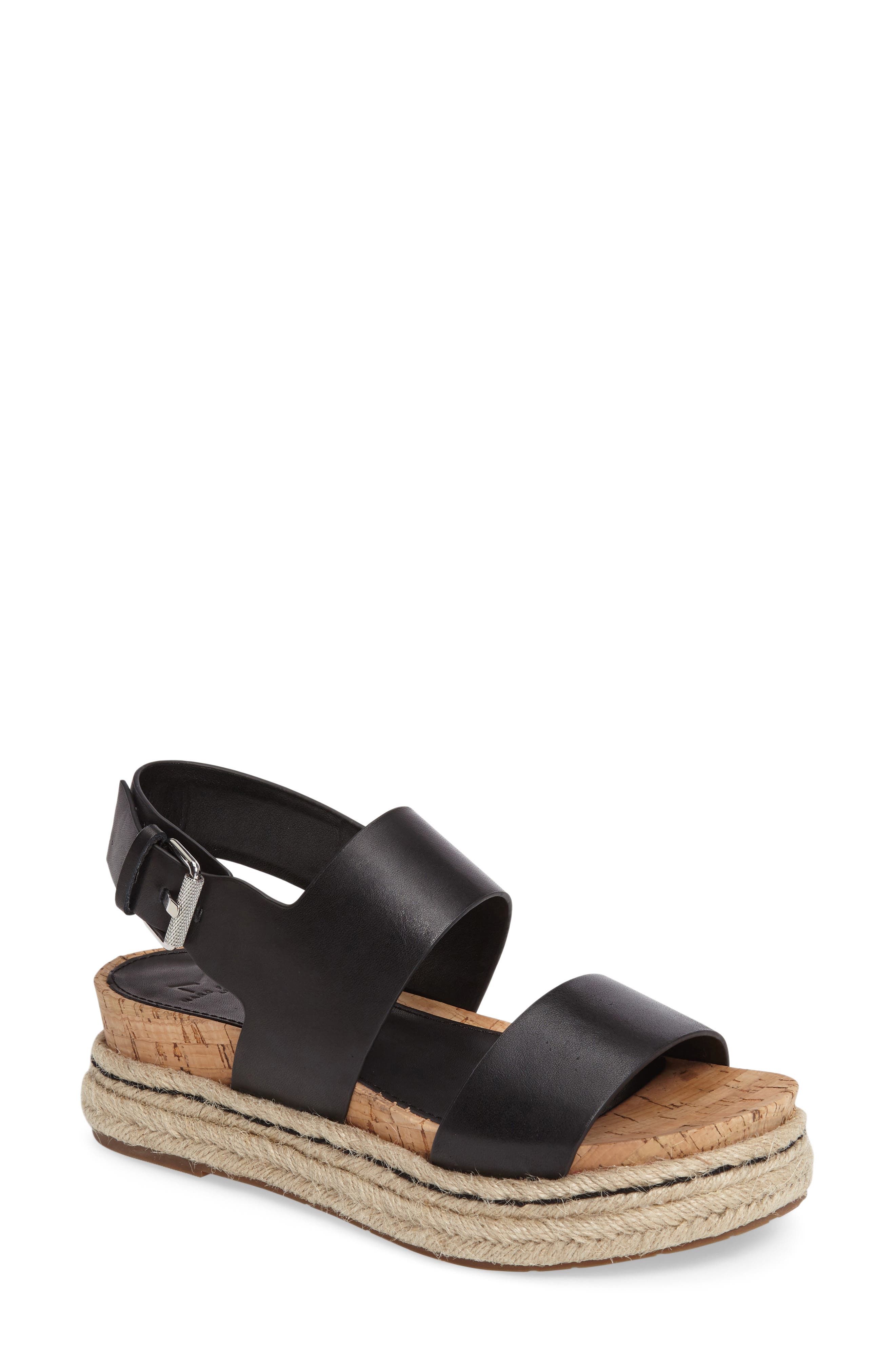 Oria Espadrille Platform Sandal, Main, color, BLACK LEATHER