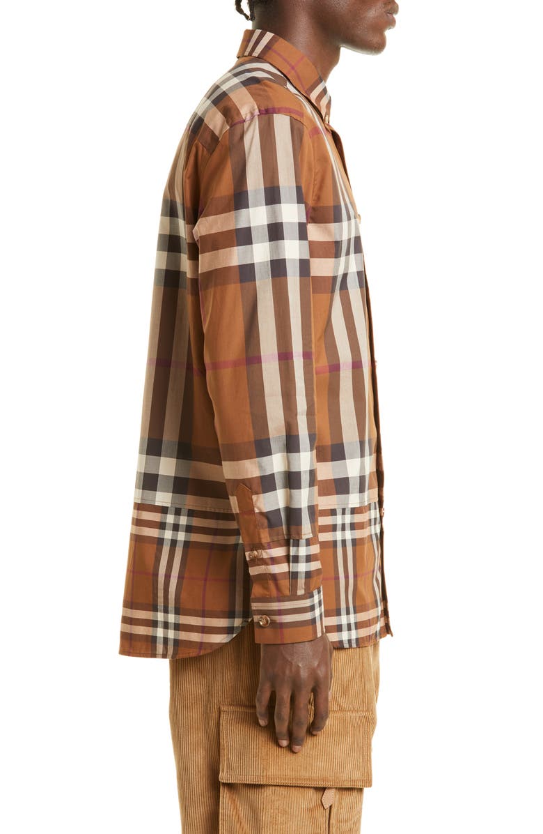 Burberry Men's Causton Contrast Check Button-Down Shirt, Alternate, color, 