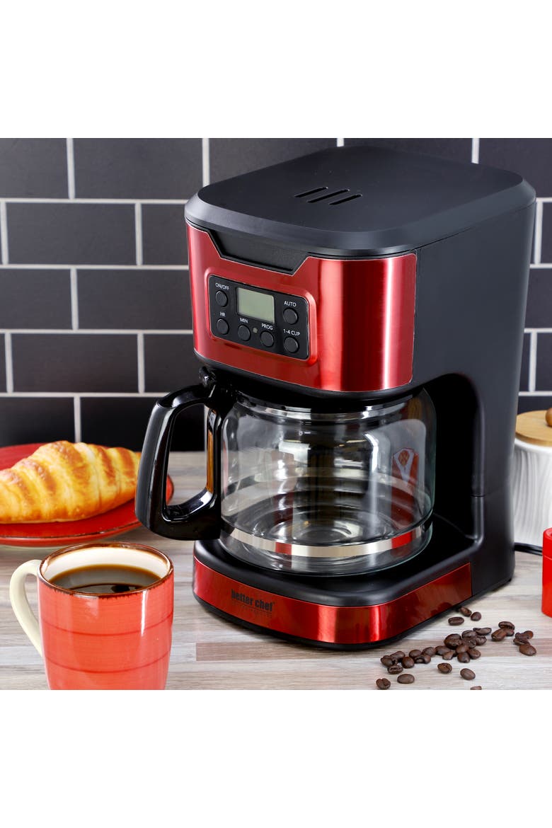 12 Cup Stainless Steel Programmable Coffee Maker, Alternate, color, Red