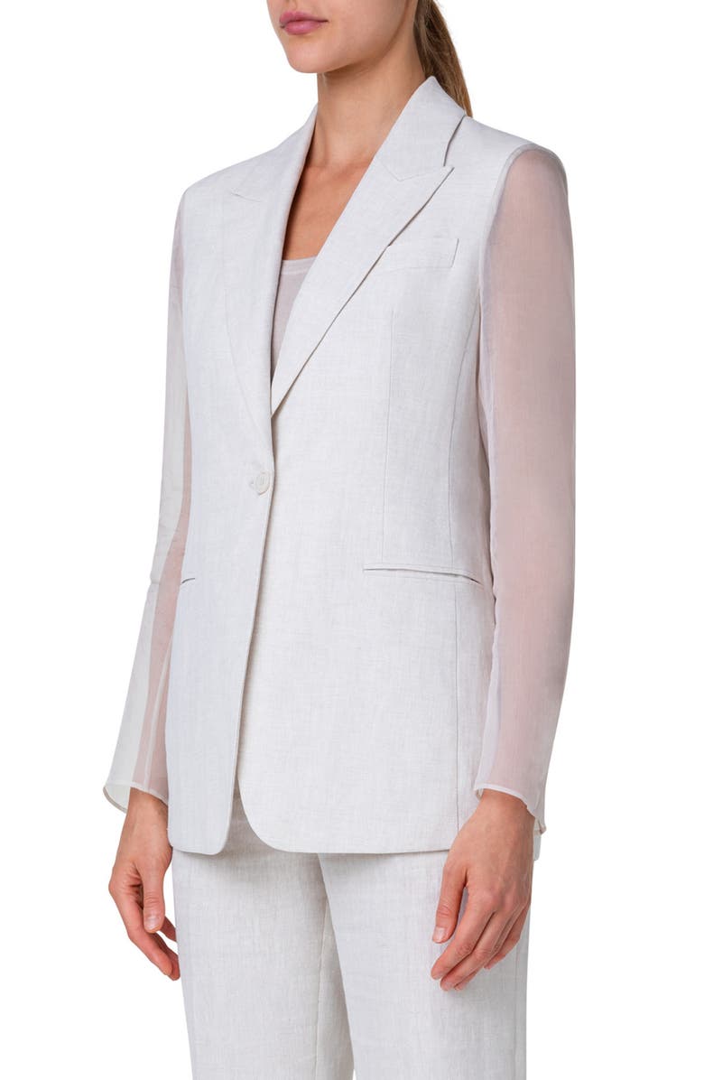 Akris Tiziano Organza & Linen Herringbone Jacket, Alternate, color, 