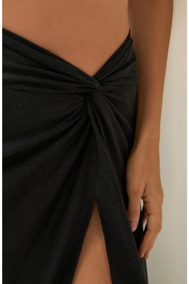 Sirene Linen Blend Cover-Up Midi Skirt, Alternate, color, BLACK