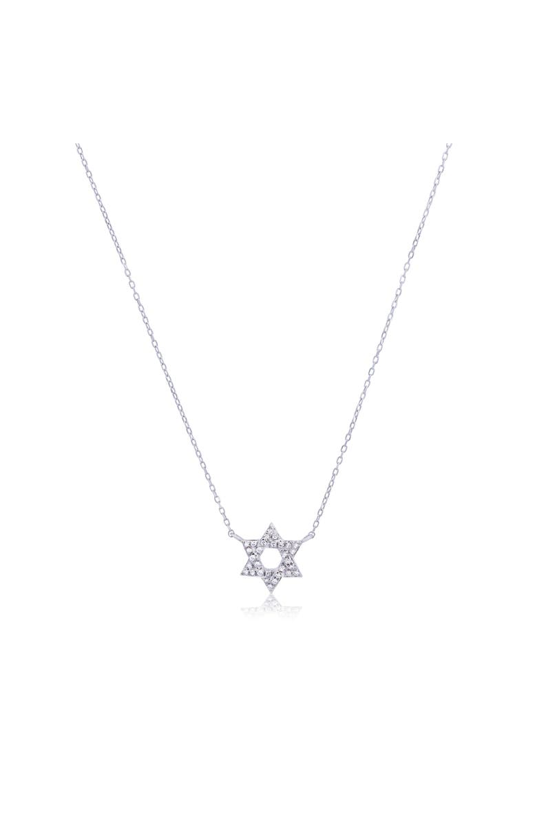 The Lovery Fine Jewelry Diamond Star of David Necklace, Main, color, White Gold