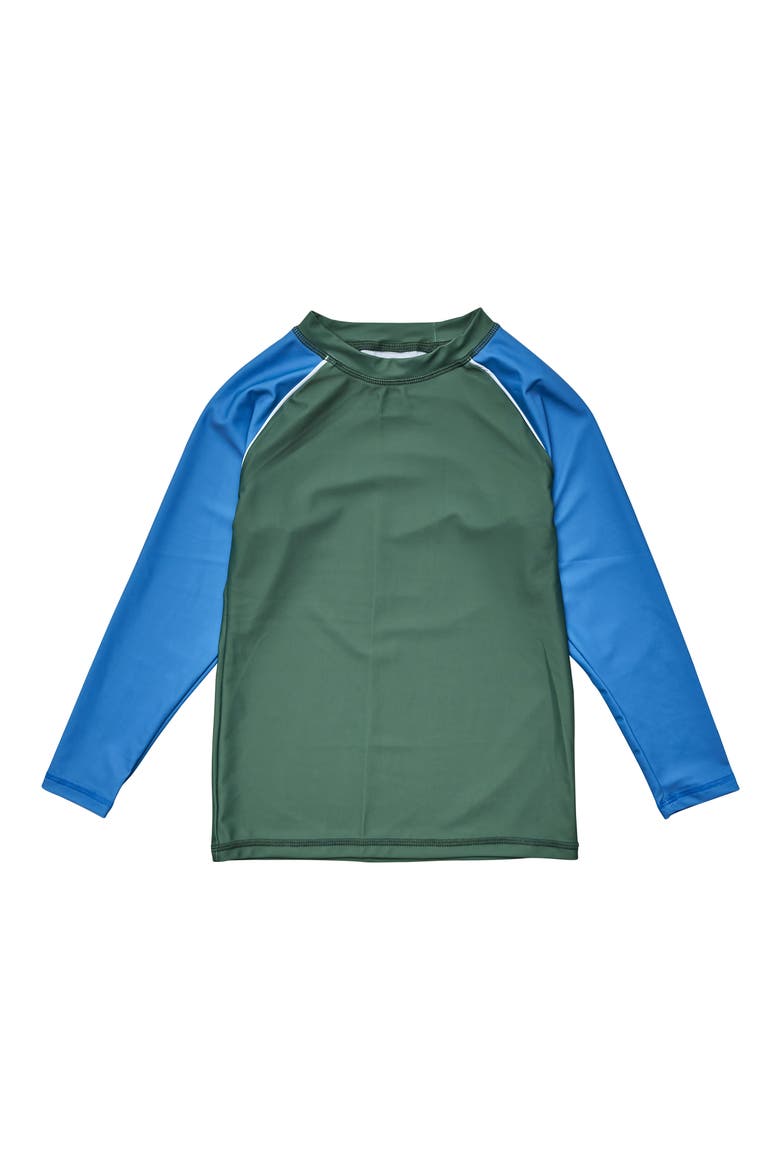 Kids' Colorblock Long Sleeve Rashguard Top, Main, color, BLUE