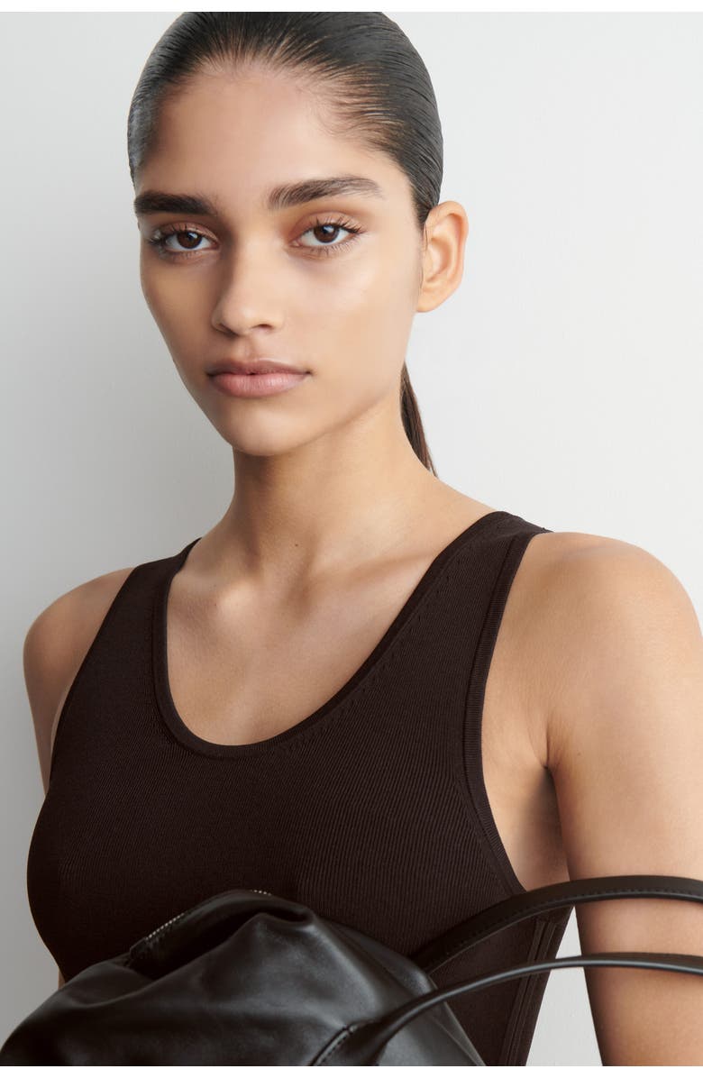 COS Knitted Scoop-Neck Tank Top, Alternate, color, Brown