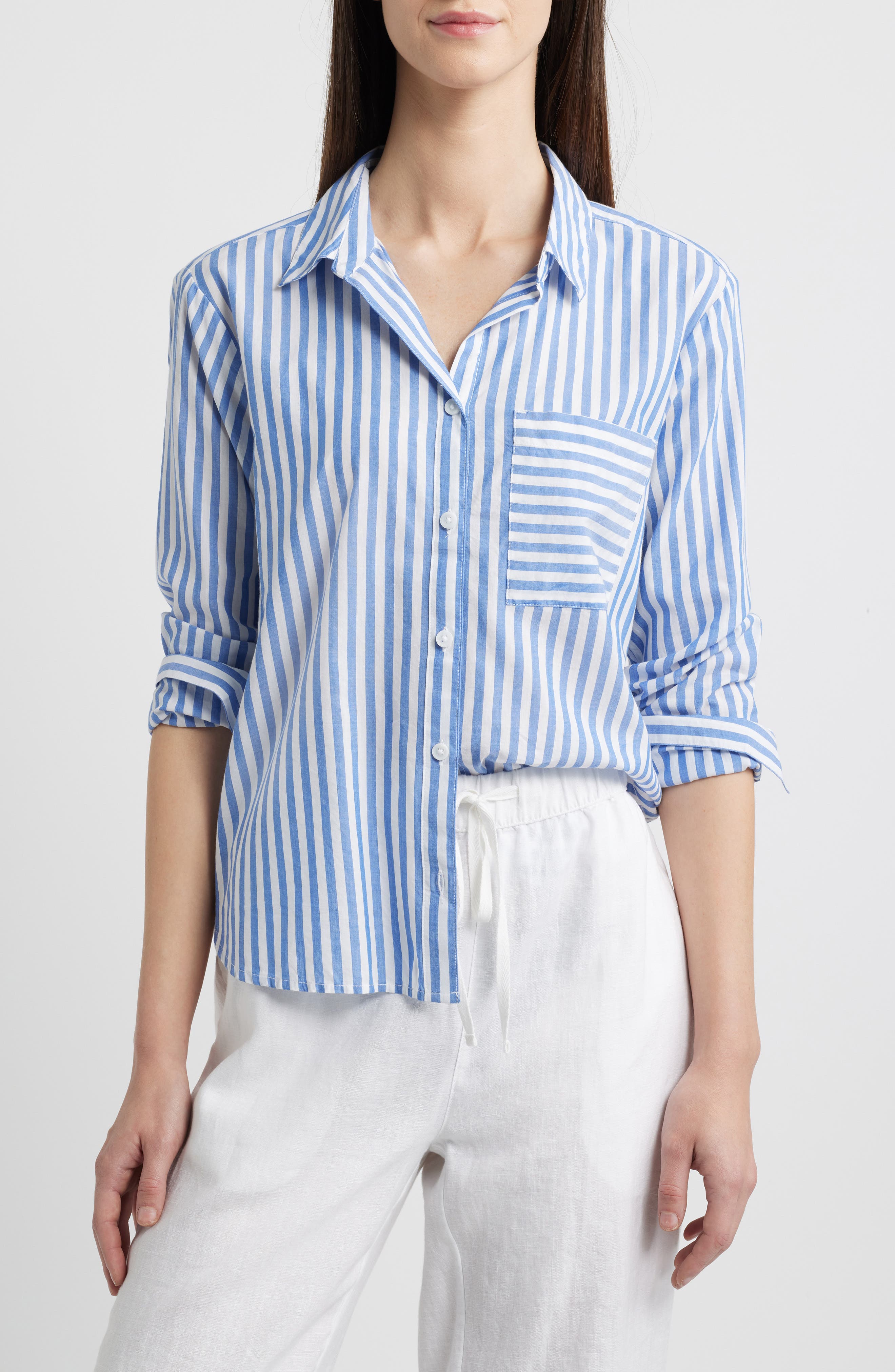 Candy Stripe Cotton Blend Button-Up Shirt - image 3