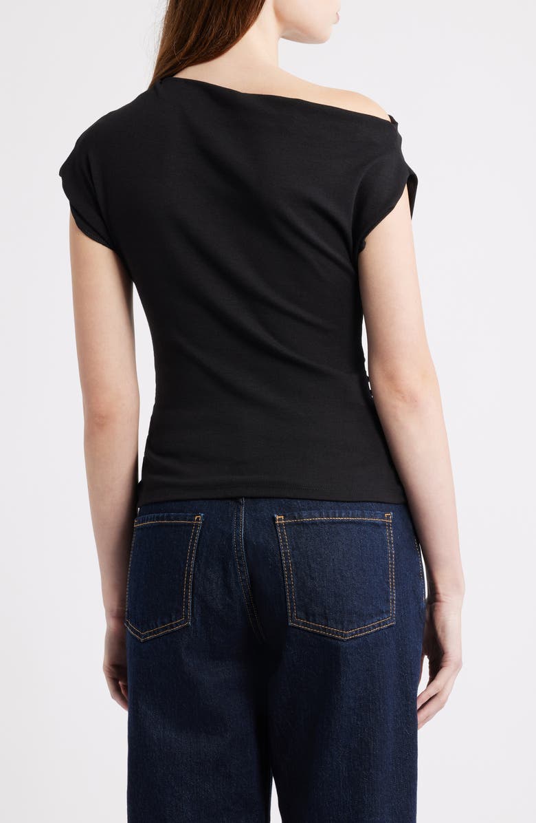 MANGO Drape One-Shoulder Top, Alternate, color, Black