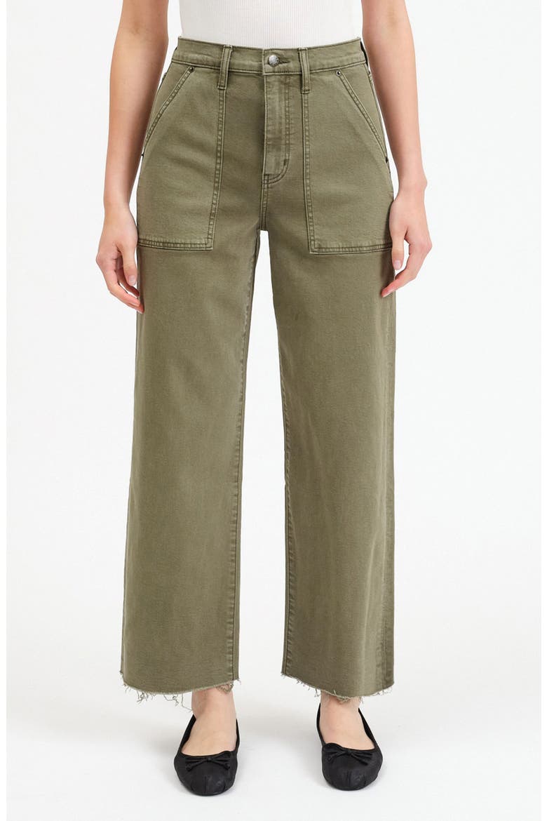 Pleaser Patch Pocket High Waist Wide Leg Jeans, Main, color, JADE