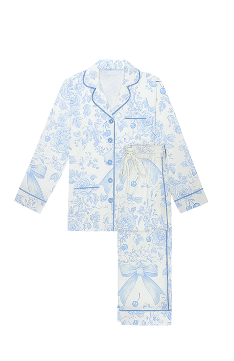 Toile Bow Print Pajama Set