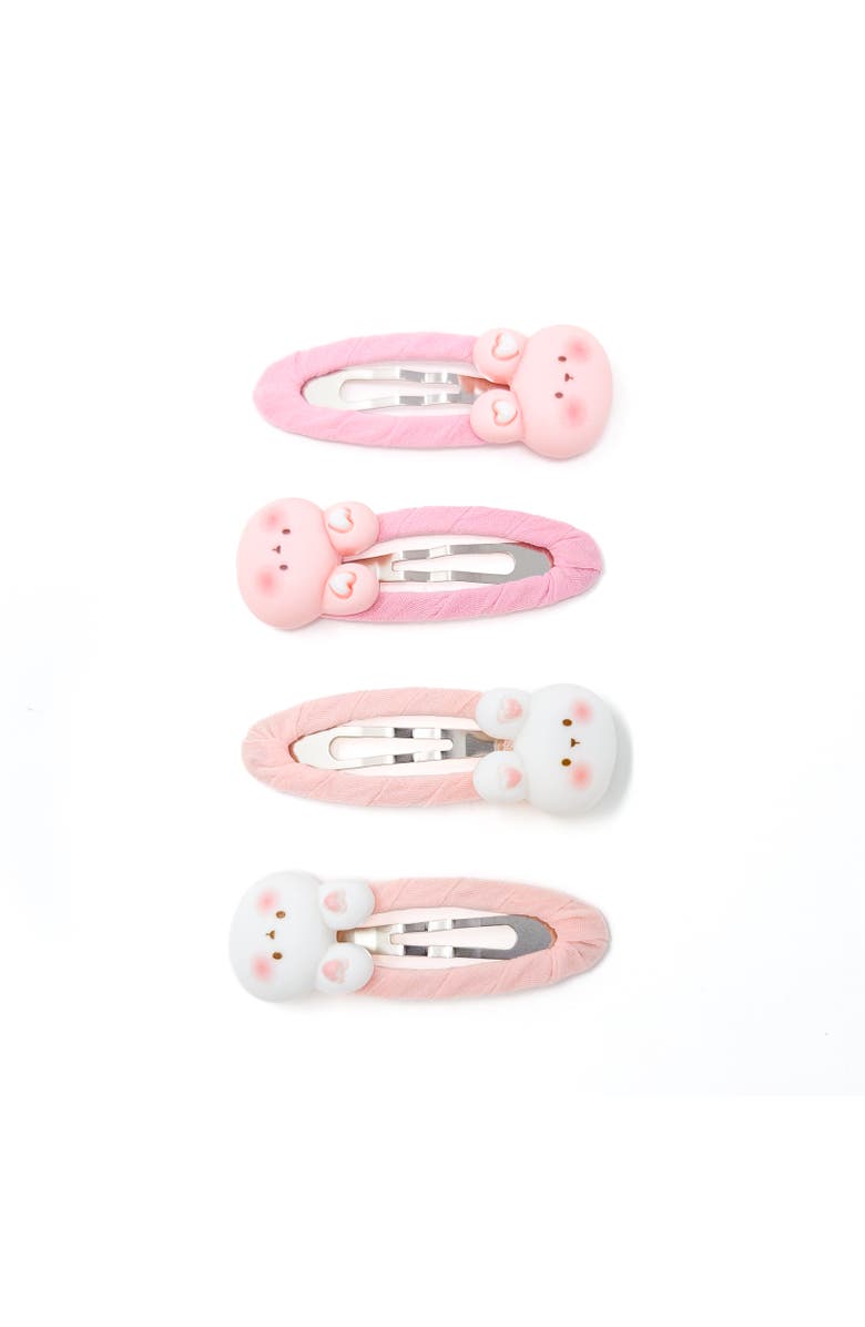 Puttisu 4pc Bunny Hug Snap Clip Set, Alternate, color, Baby Pink & Pastel Pink