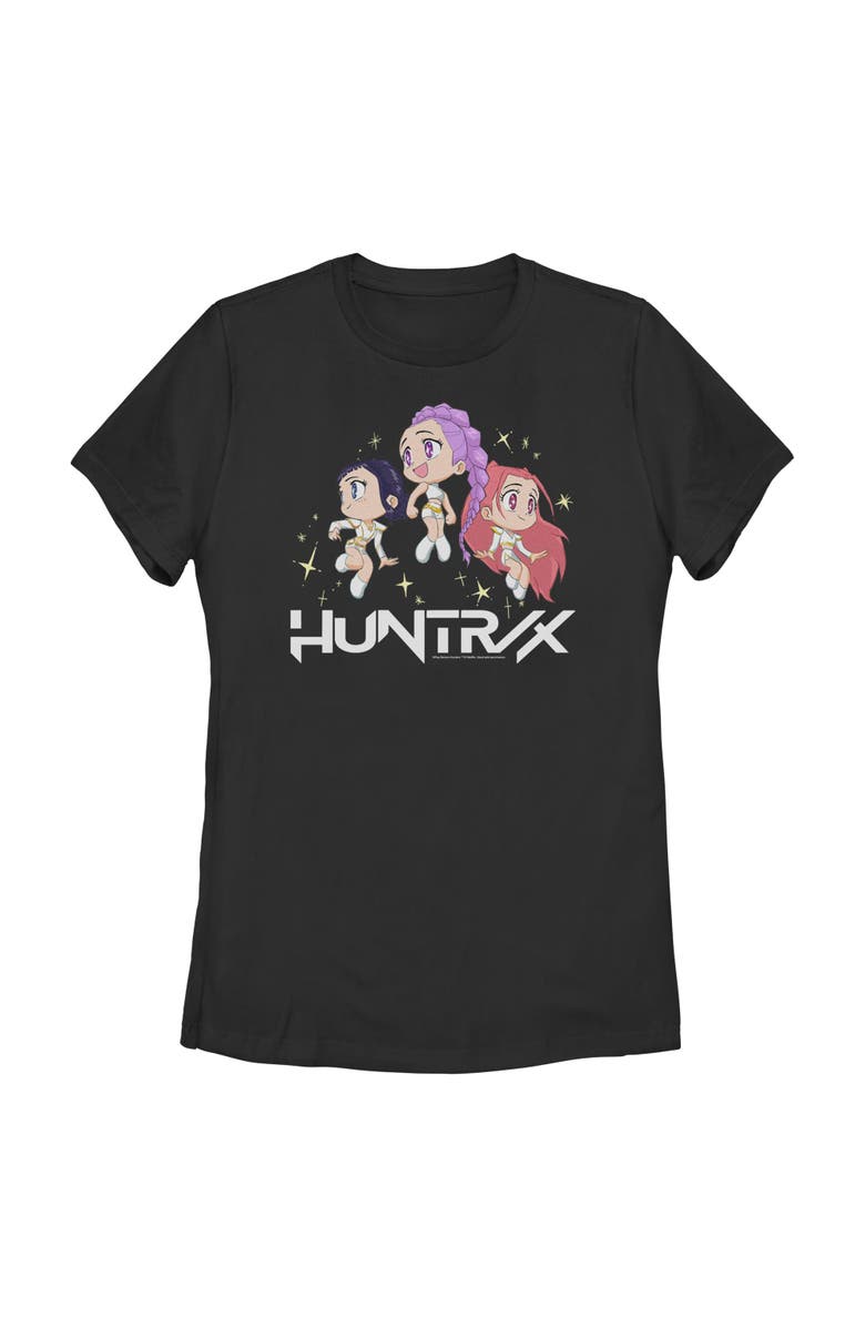 KPop Demon Hunters Women's KPop Demon Hunters Chibi Trio Huntrix  Graphic T-Shirt, Main, color, Black