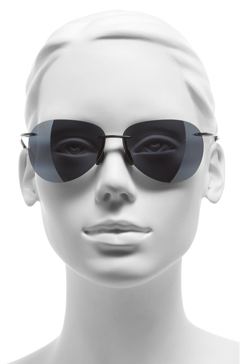 Sugar Beach 62mm Polarized Round Sunglasses, Alternate, color, GLOSS BLACK/ NEUTRAL GREY