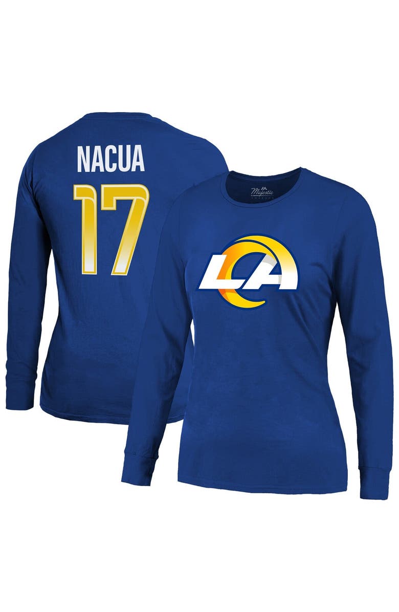 Majestic Threads Women's Majestic Threads Puka Nacua Royal Los Angeles Rams Player Name & Number Long Sleeve T-Shirt, Main, color, Royal