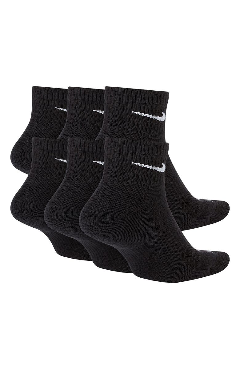 Nike Dri-FIT 6-Pack Everyday Plus Cushioned Low Socks, Alternate, color, Black/ White