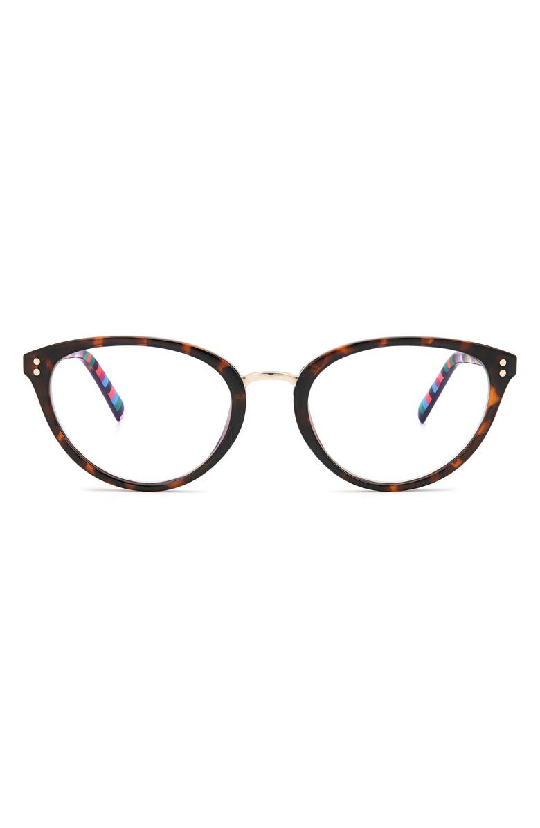 Kate Spade New York emilia 52mm blue light blocking reading glasses, Main, color, Dark Havana
