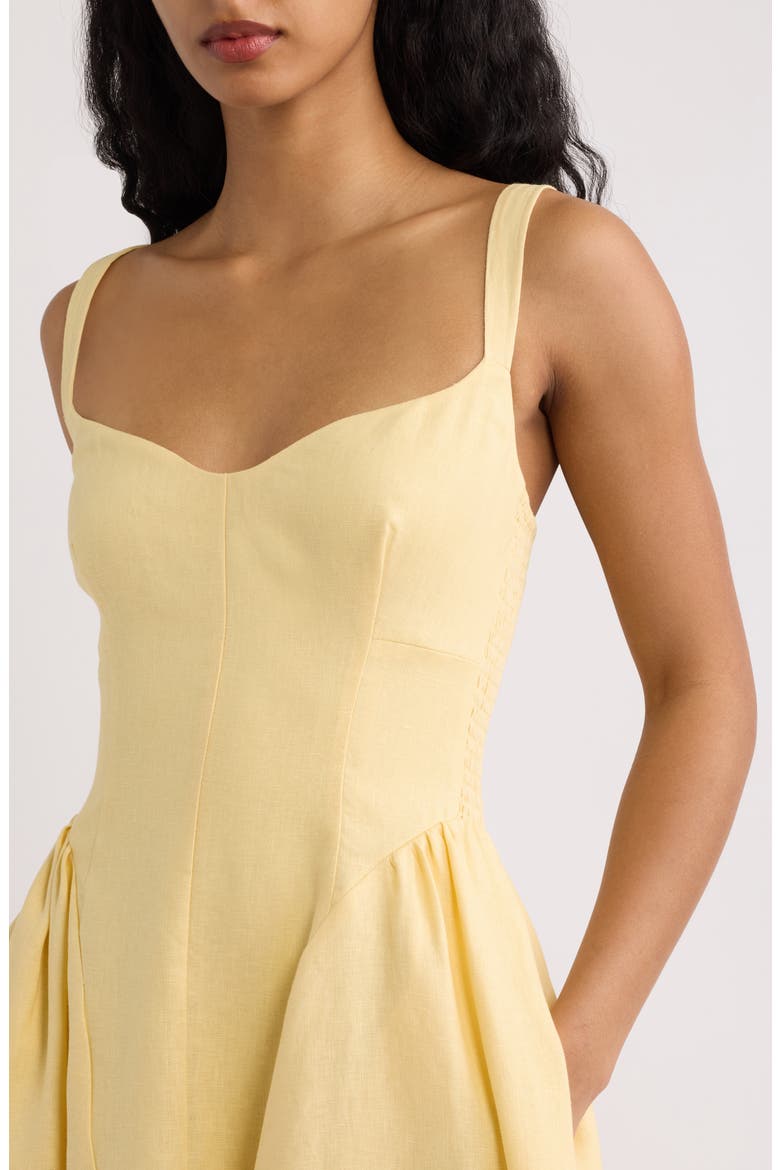 Birdie Fit & Flare Linen Midi Dress, Alternate, color, RAY OF LIGHT