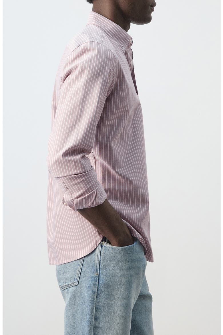 Regular Fit Stripe Button-Down Shirt, Alternate, color, CHERRY