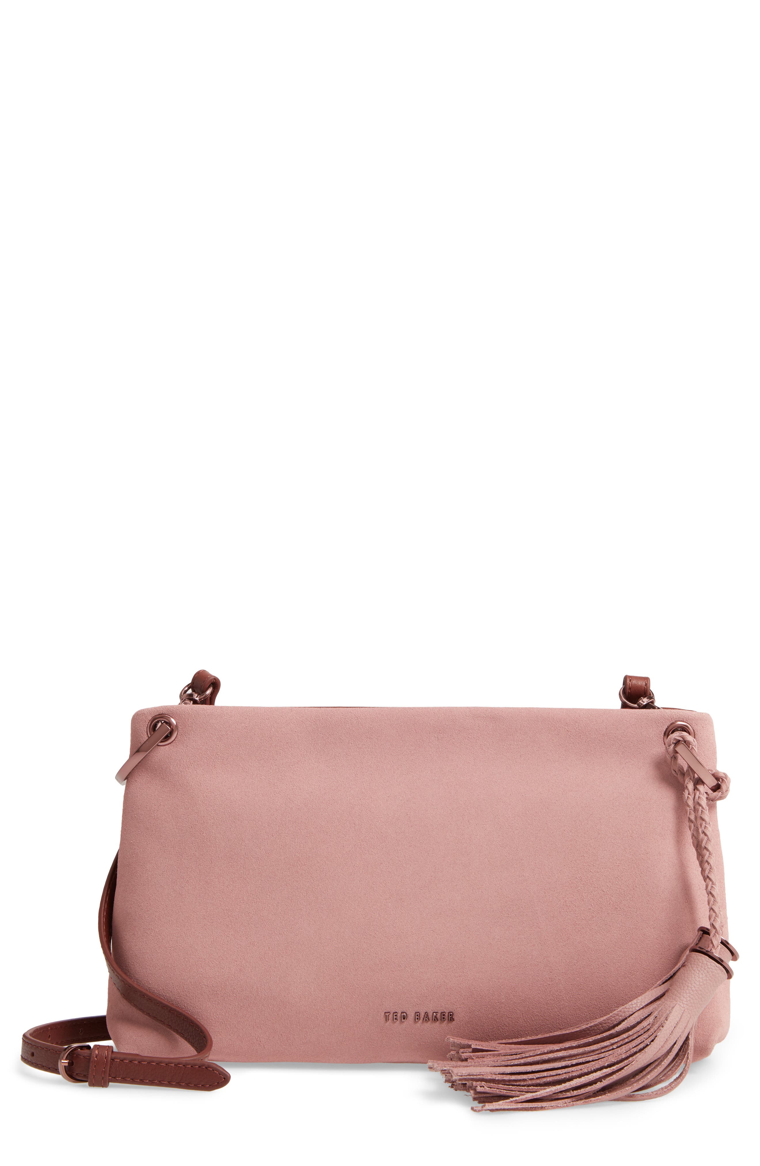 TED BAKER LONDON Demetra Tassel Leather Crossbody Bag, Main, color, 