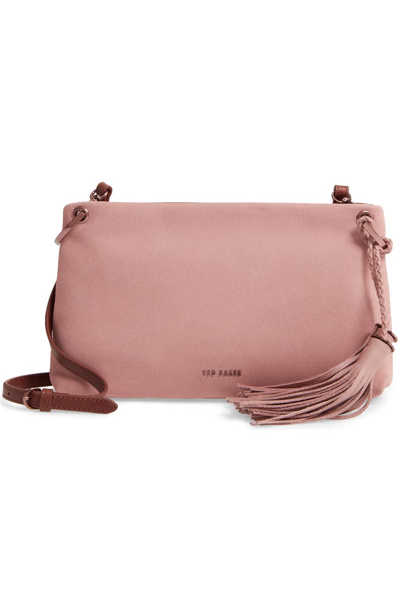 TED BAKER LONDON Demetra Tassel Leather Crossbody Bag, Main, color,