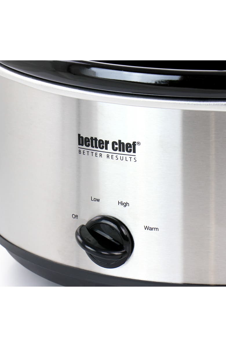 Better Chef 6 Quart Oval Slow Cooker with Removable Stoneware Crock, Alternate, color, Silver