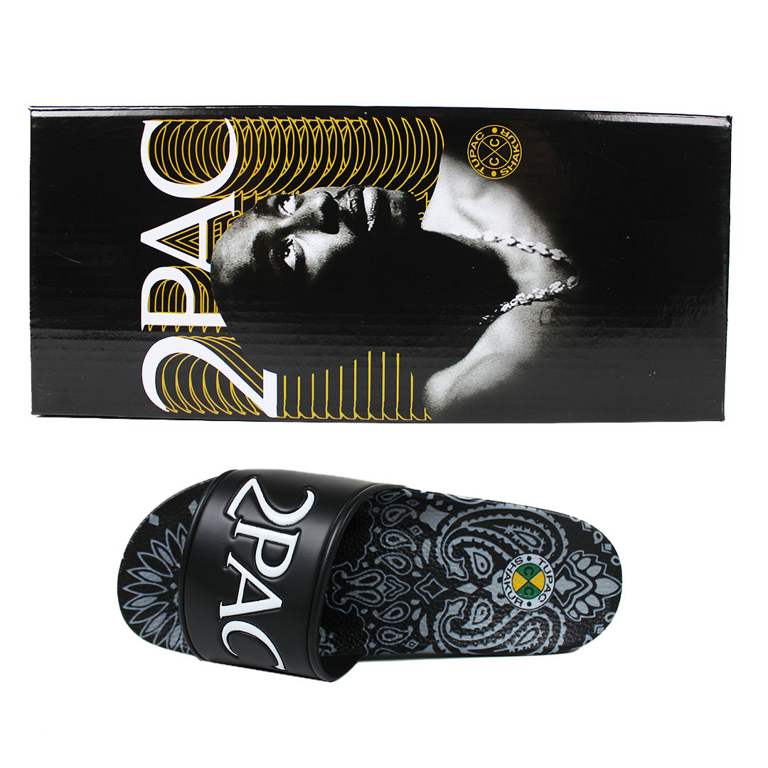 Cross Colours 2Pac Paisley Slides, Alternate, color, Black