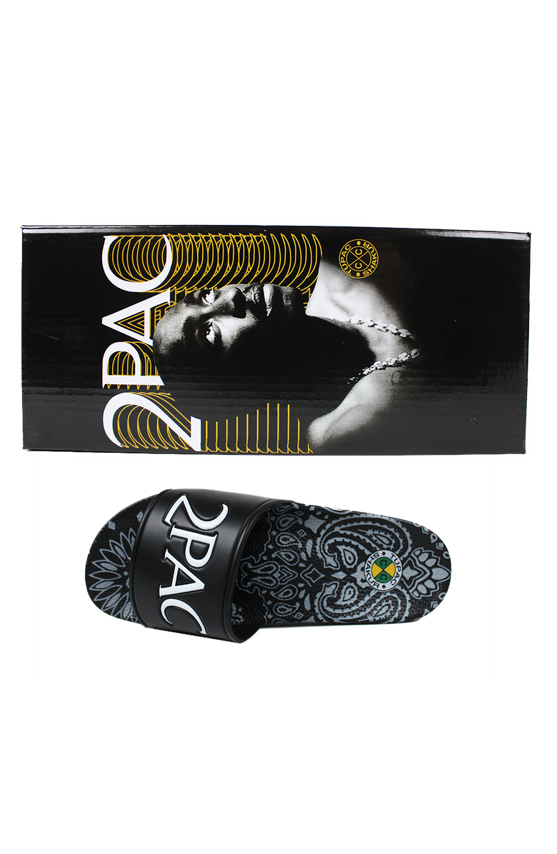 Cross Colours 2Pac Paisley Slides, Alternate, color, Black