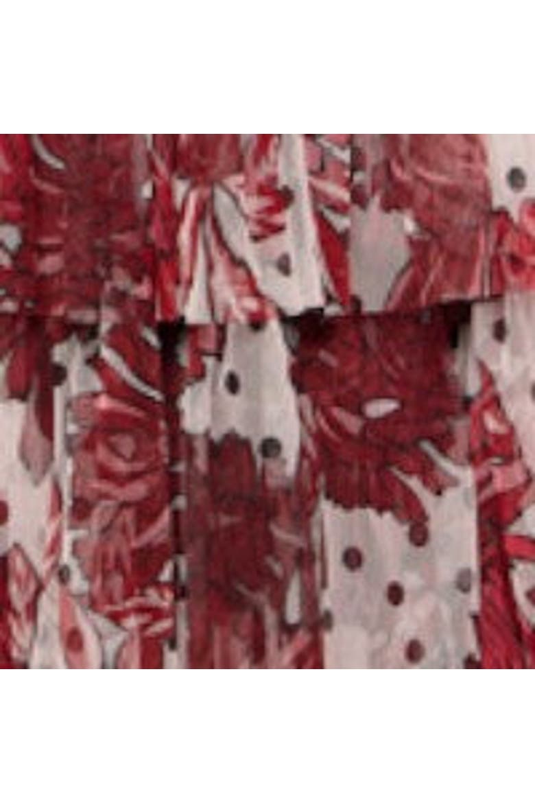 Floral Print Tulle Midi Dress, Alternate, color, Red