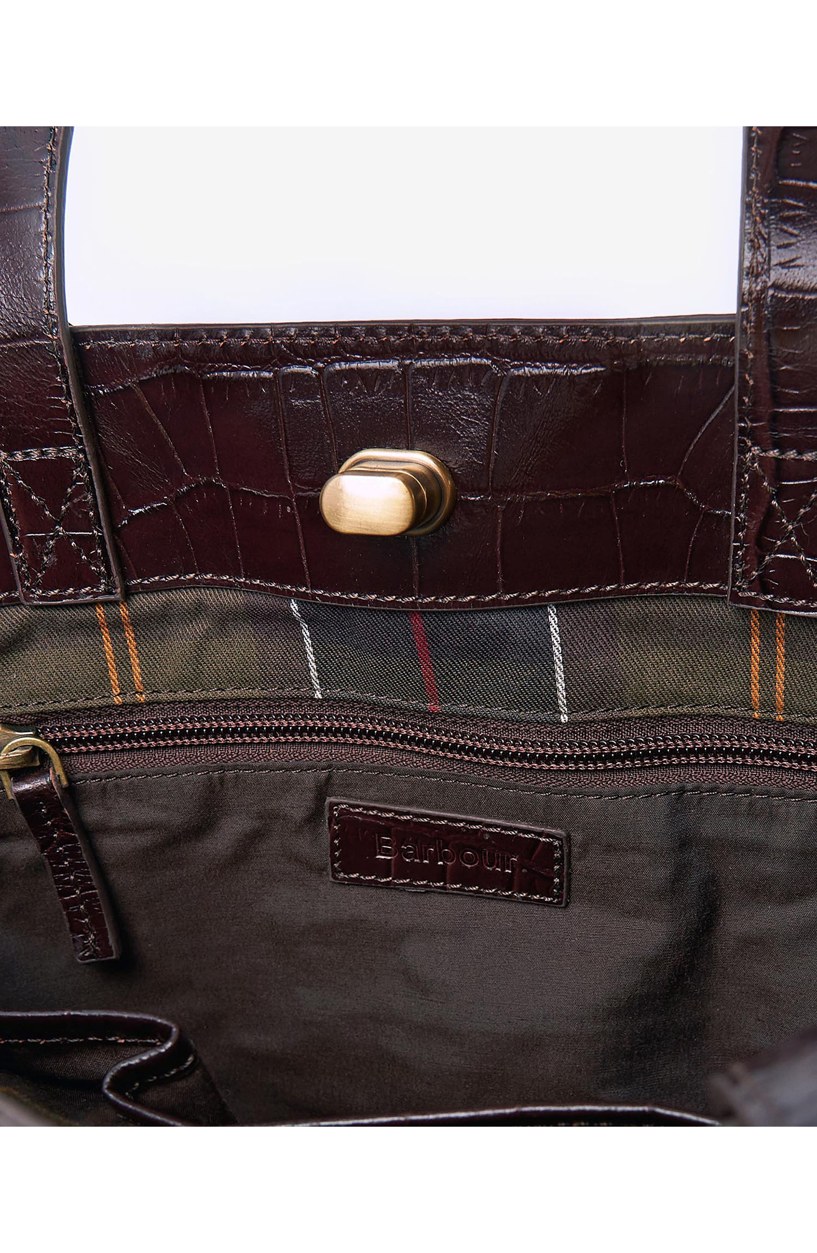 Barbour Eilein Croc Embossed Leather Tote, Alternate, color, 