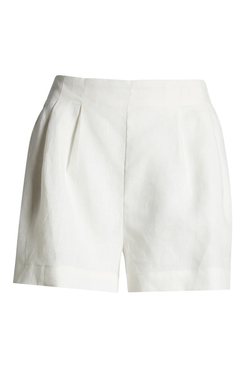 Mirelle Pleat Front Linen Shorts, Alternate, color, WHITE