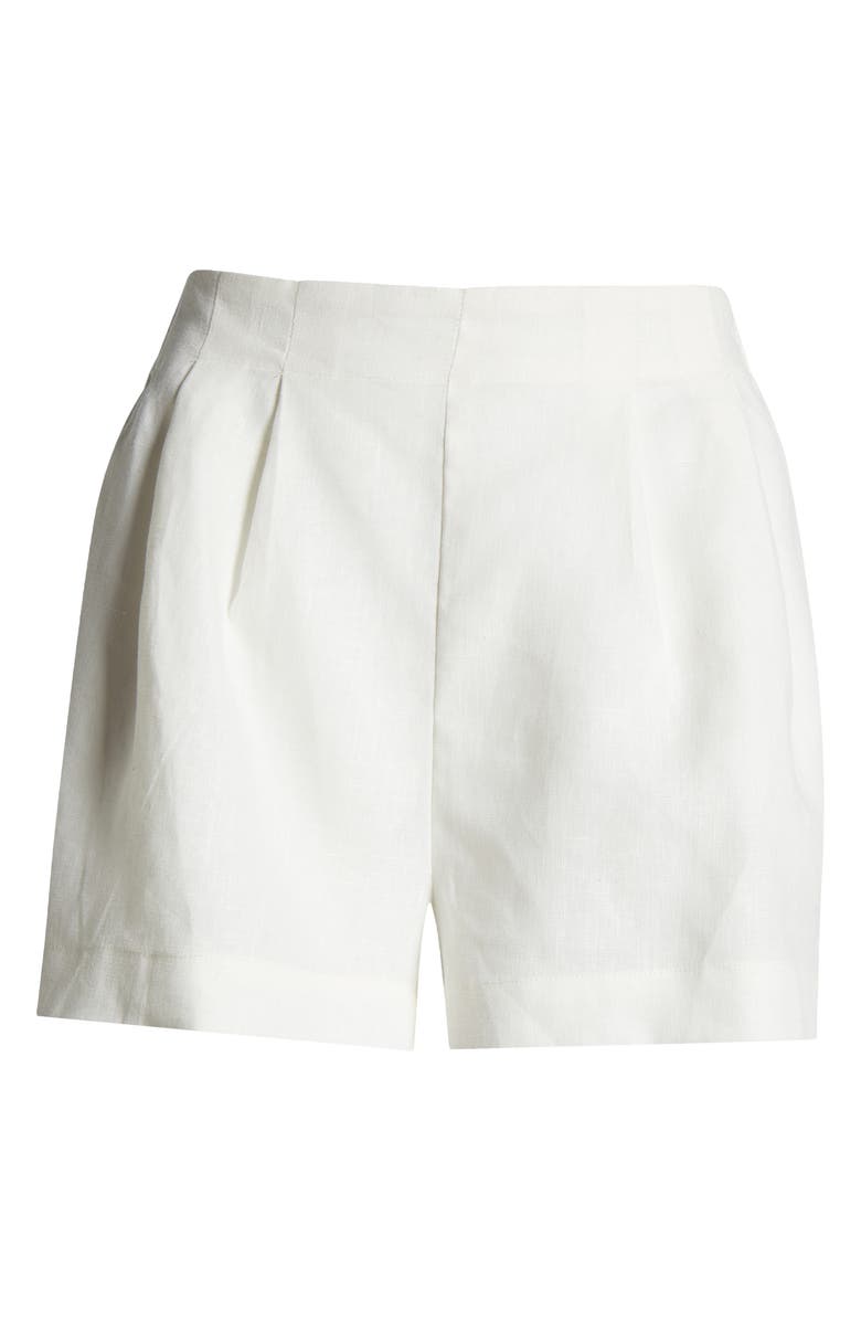 Faithfull the Brand Mirelle Pleat Front Linen Shorts, Alternate, color, White