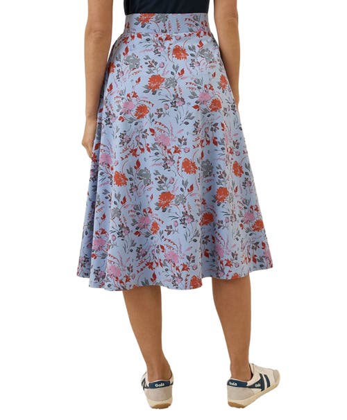 Pact Organic Cotton Fit & Flare Midi Skirt In Blue