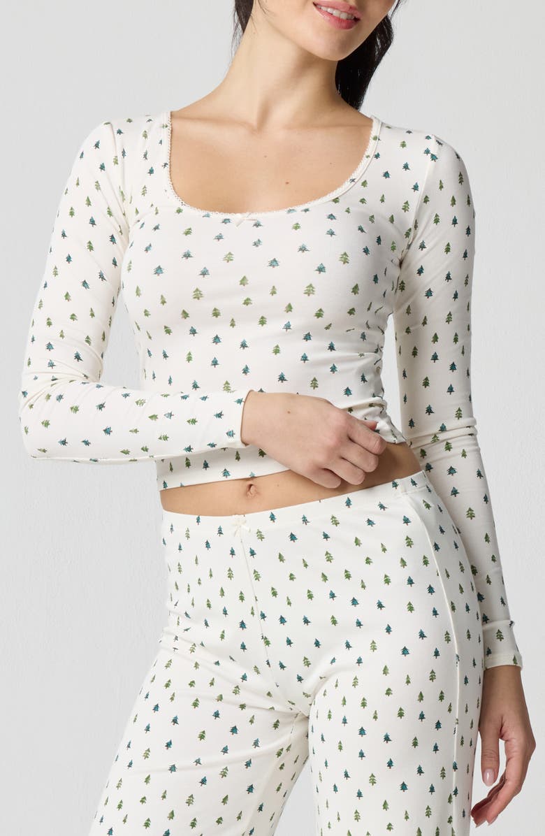 Florence by Mills Holidaze Rib Sleep Top, Main, color, White/ Pine