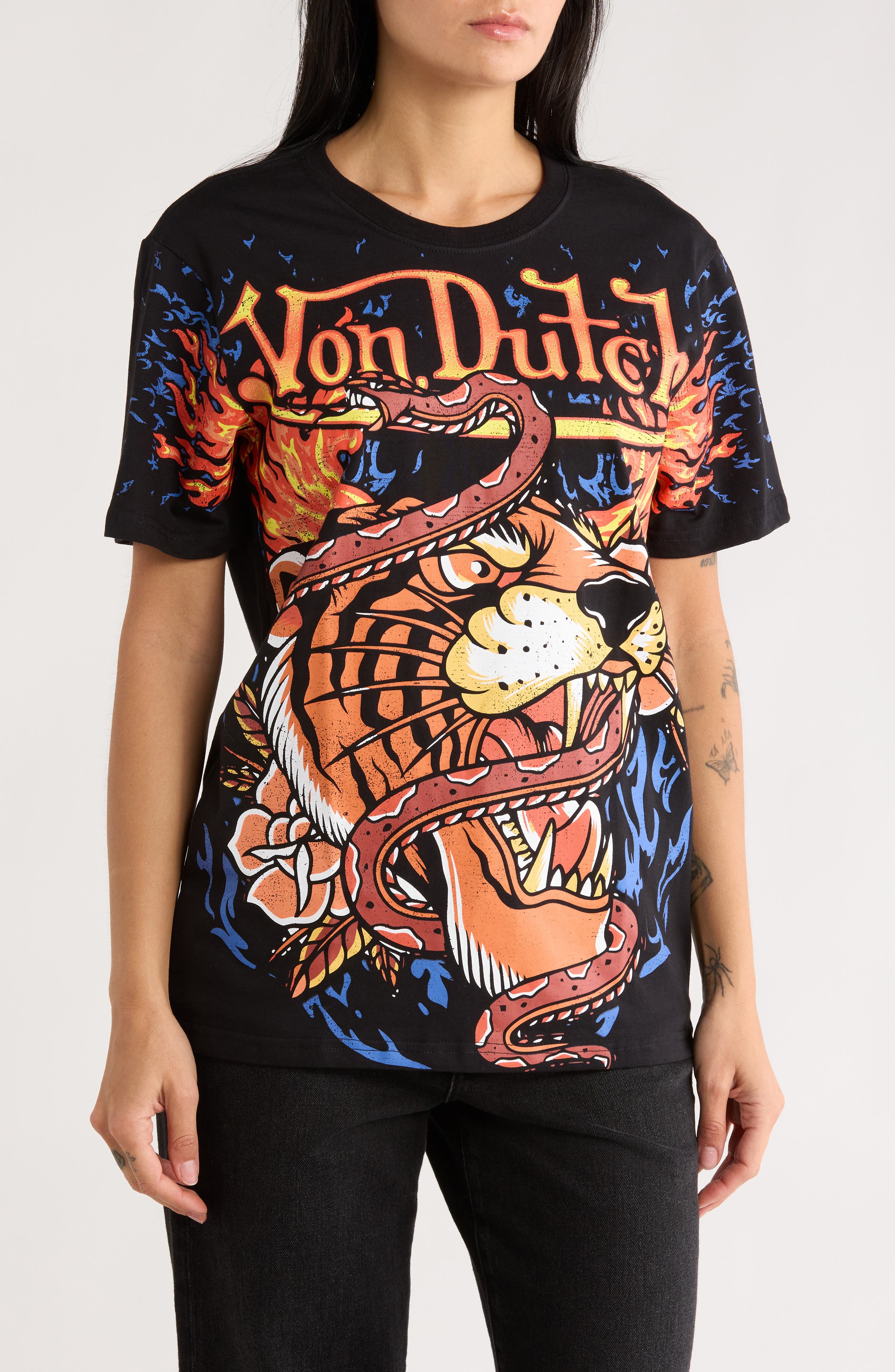 Von Dutch Tiger Drop Out Graphic T-Shirt