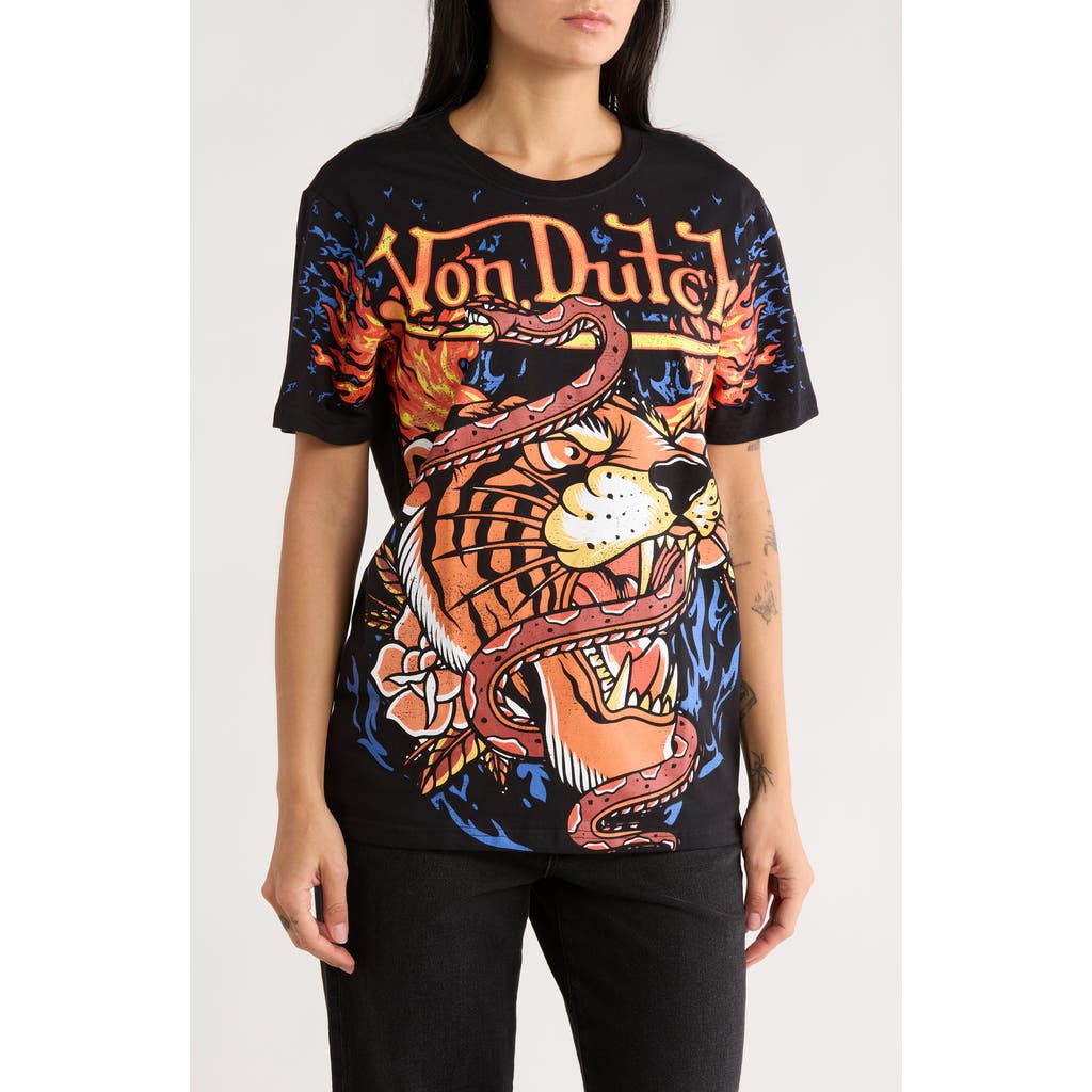 Von Dutch Tiger Drop Out Graphic T-shirt In Multi