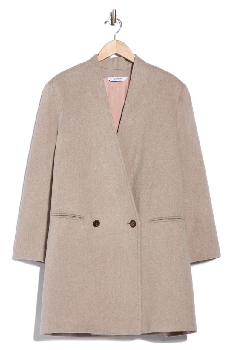 V-Neck Wool Coat, Alternate, color, BEACH