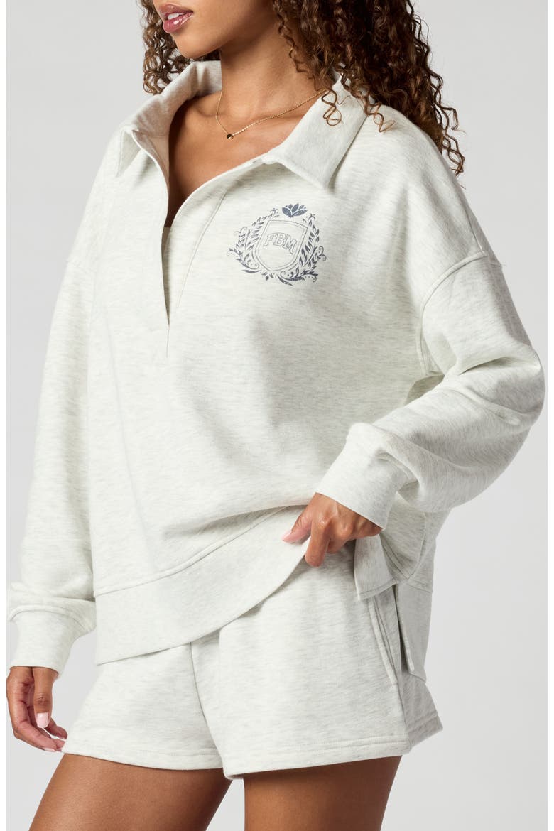 Polo Collar Sweatshirt, Alternate, color, HEATHER ICE