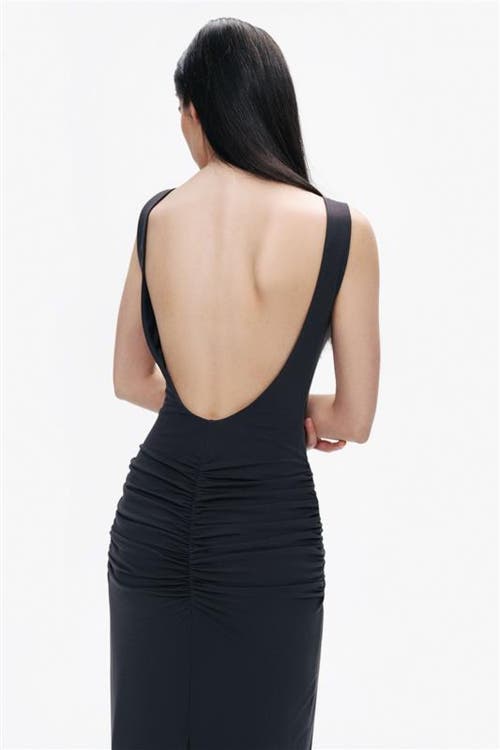 Nocturne Backless Maxi Dress In Anthracite