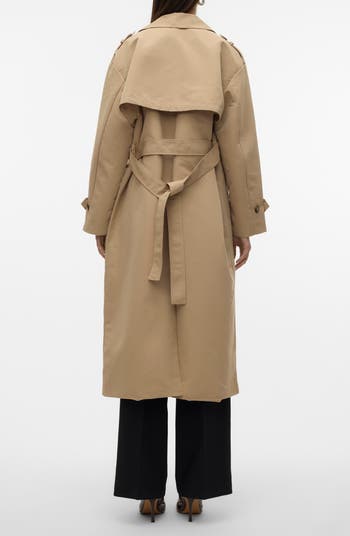 【Chloe】Long water-repellent beige trench coat CH25SMA19341 Chloé Long water-repellent beige trench coat in cotton