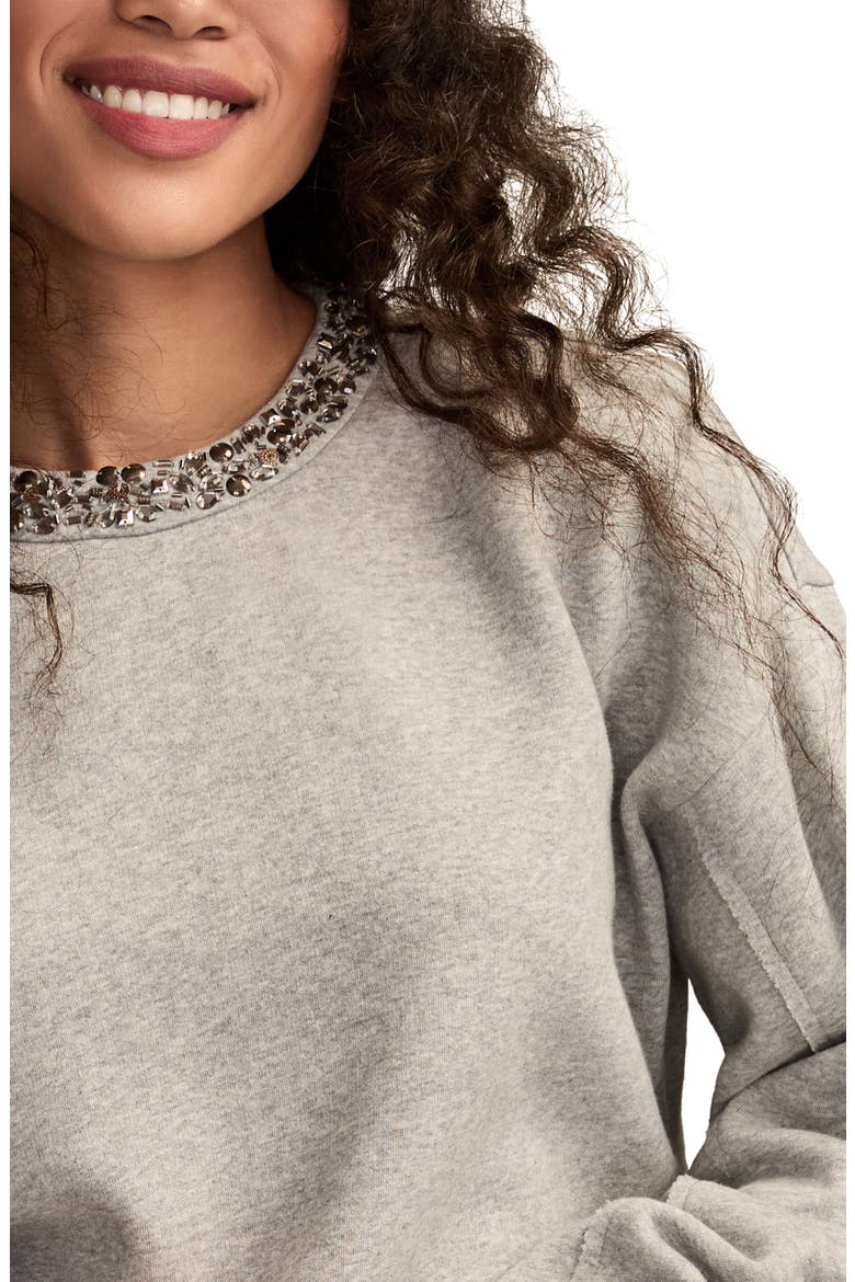 Beaded Crewneck Sweatshirt, Alternate, color, MEDIUM HEATHER GREY