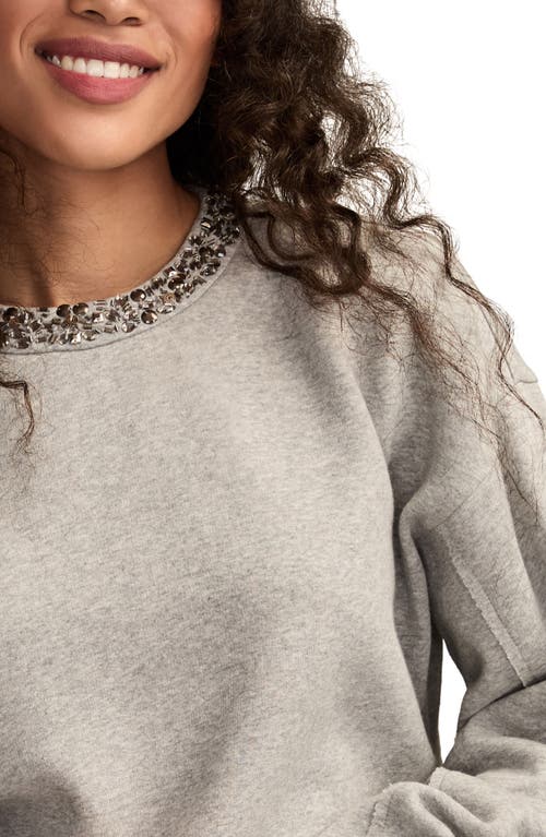Lucky Brand Beaded Crewneck Sweatshirt In Gray