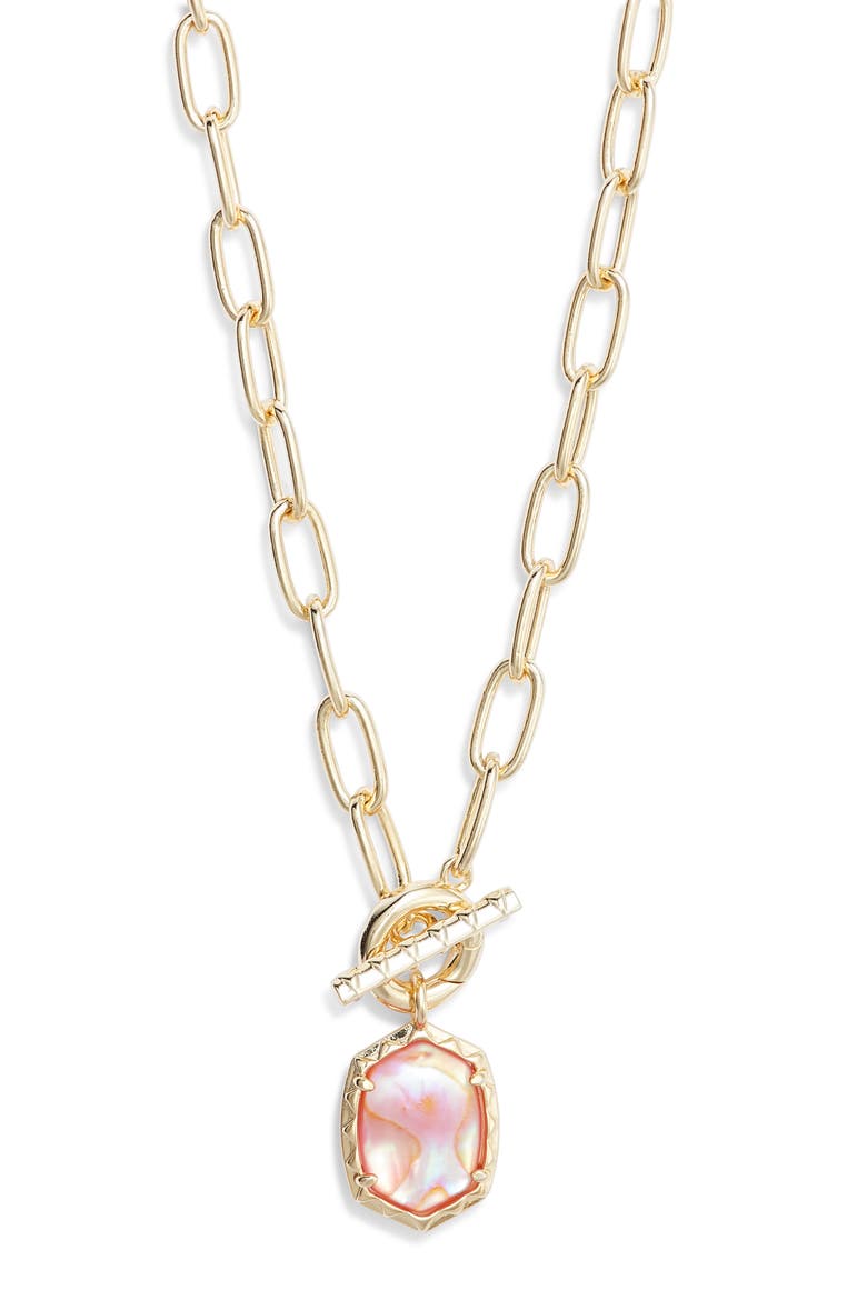 Boxed Daphne Pendant Chain Necklace, Main, color, GOLD PINK ABALONE