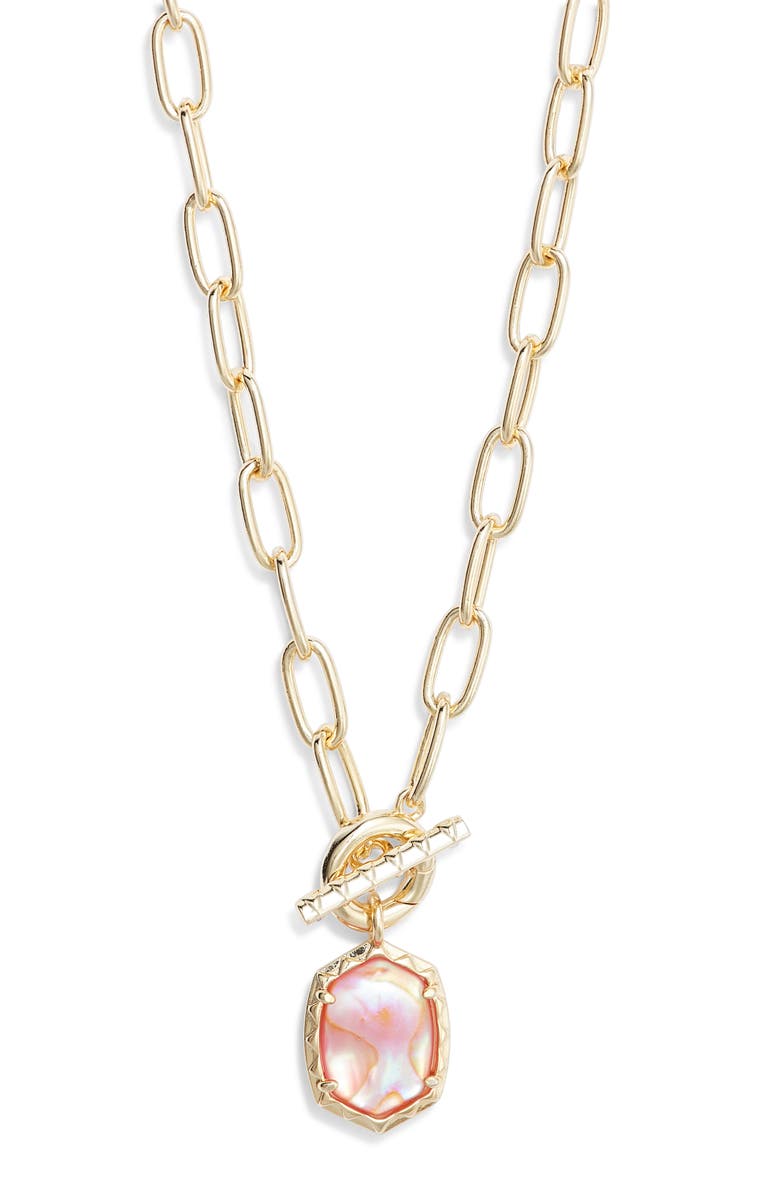 Kendra Scott Boxed Daphne Pendant Chain Necklace, Main, color, Gold Pink Abalone