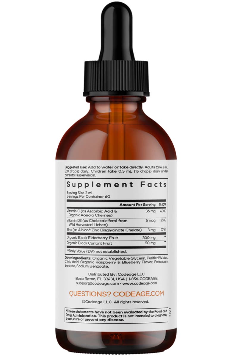 Codeage Black Elderberry Syrup Supplement for Kids 
Adults, Alternate, color, White