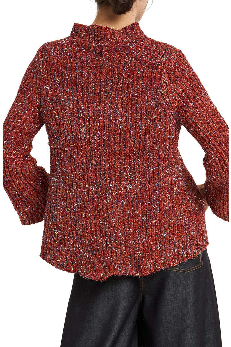 Vickie Metallic Mock Neck Sweater, Alternate, color, RUST