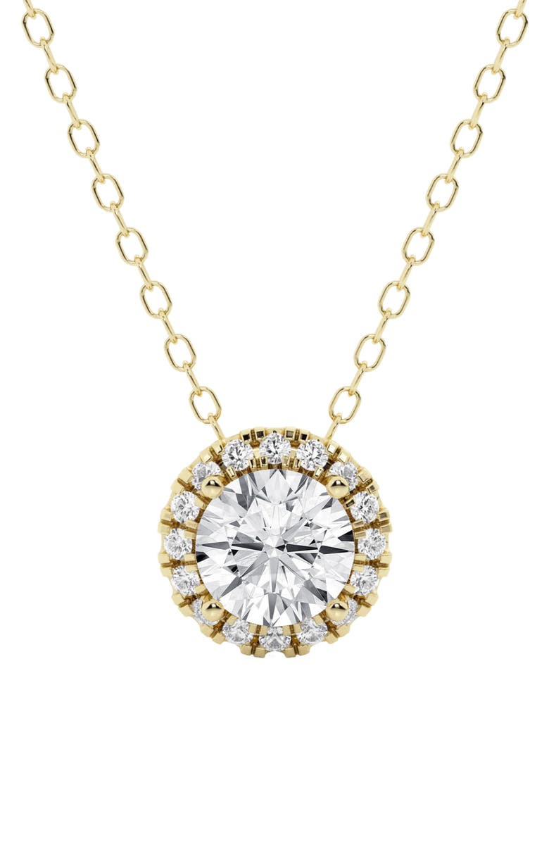 Badgley Mischka Collection Round Lab Created Diamond Halo Pendant Necklace - 0.63ct., Alternate, color, Gold