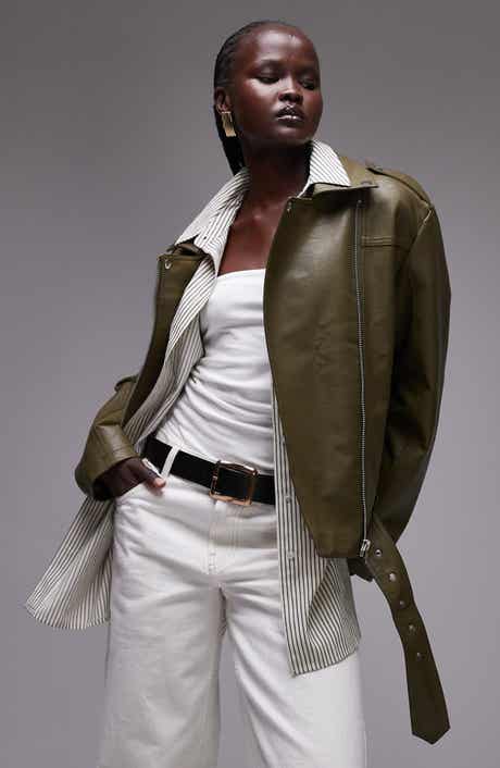 Topshop Faux Leather Moto Jacket