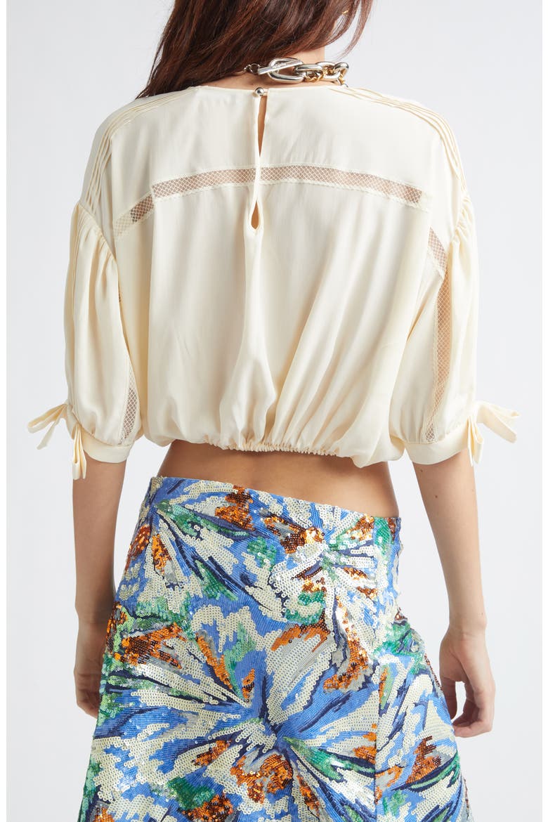 Crop Lace Trim Pintuck Top, Alternate, color, ECRU